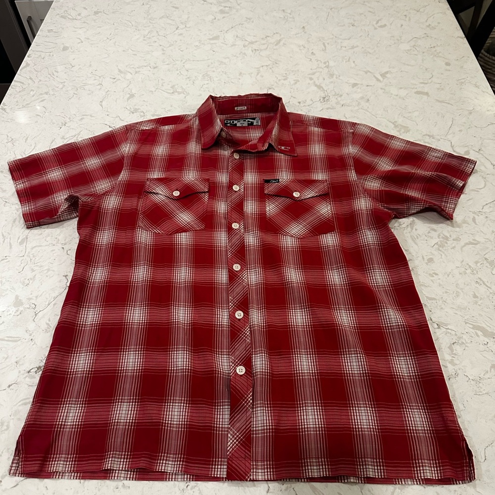 O'Neill Red and White Plaid Men's Shirt